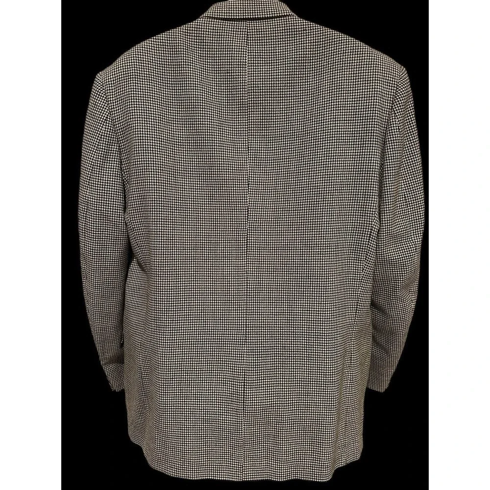 Daniel Hechter Men's Blazer Jacket Brown Black Houndstooth Wool 44L Long Vintage